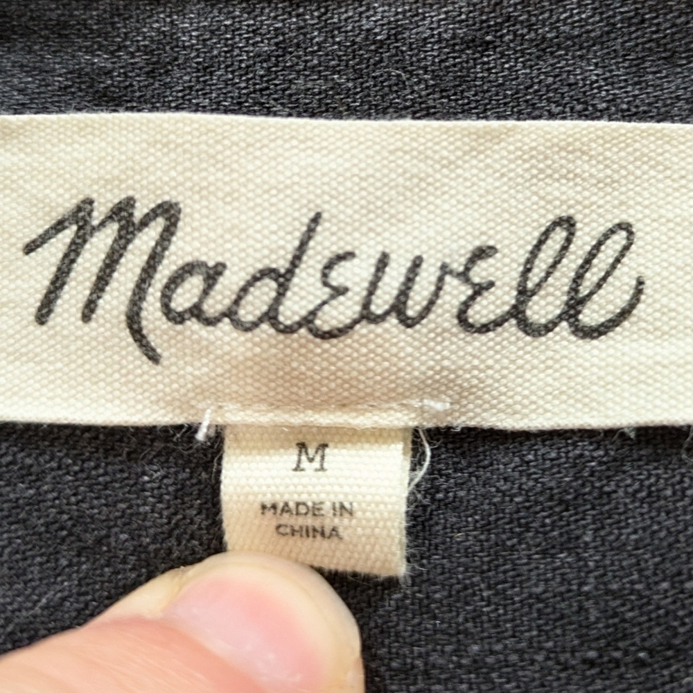 Madewell washed out black denim 1/2 button pullover top M - Picture 8 of 9